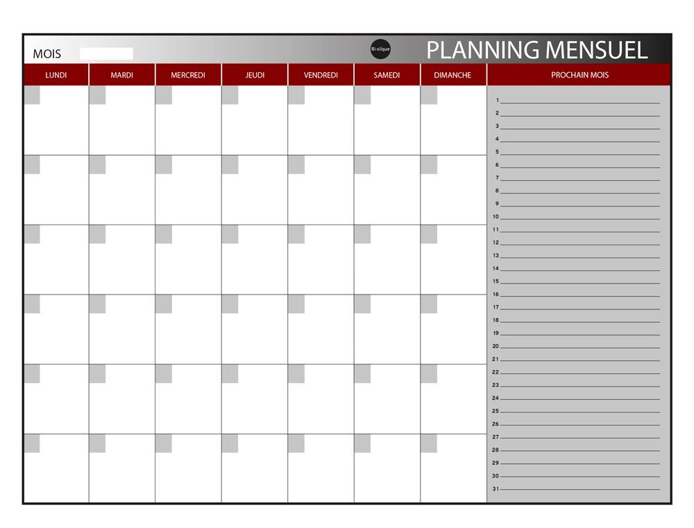 Planning magnetico bi-office mensual lacado marco aluminio rotulable 60x45 cm