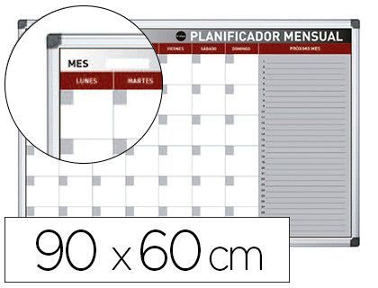 Planning magnetico bi-office mensual lacado marco aluminio rotulable 90x60 cm