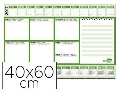 Planning sobremesa semanal liderpapel 40x60 cm 80 gr 60 hojas 2019-2020