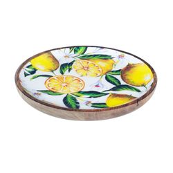 Plato Centro Madera Decorado Limones Grande