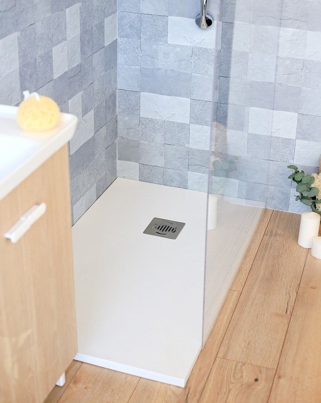 Plato de ducha de resina de poliester con mineral de Dolomita, D'quarzo color blanco