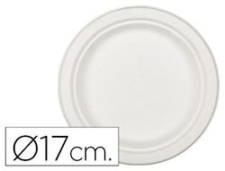 Plato de fibra natural nupik biodegradable blanco 17 cm de diametro apto microondas paquete de 50 unidades