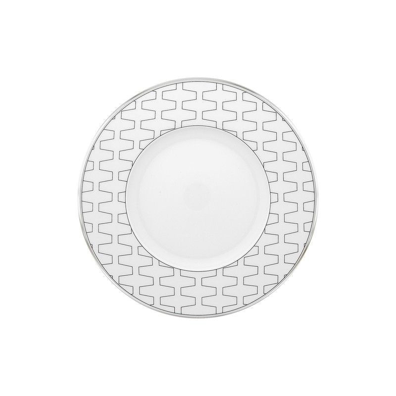 Plato de pan de porcelana en blanco y platino, 18,6 x 18,6 x 1,7 cm | Trasso