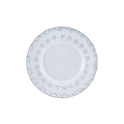 Plato de postre de loza en blanco envejecido, 22,9 x 22,9 x 3 cm | Flora