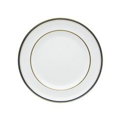 Plato de postre de porcelana en blanco, azul y oro, 21,6 x 21,6 x 2,6 cm | Cambridge