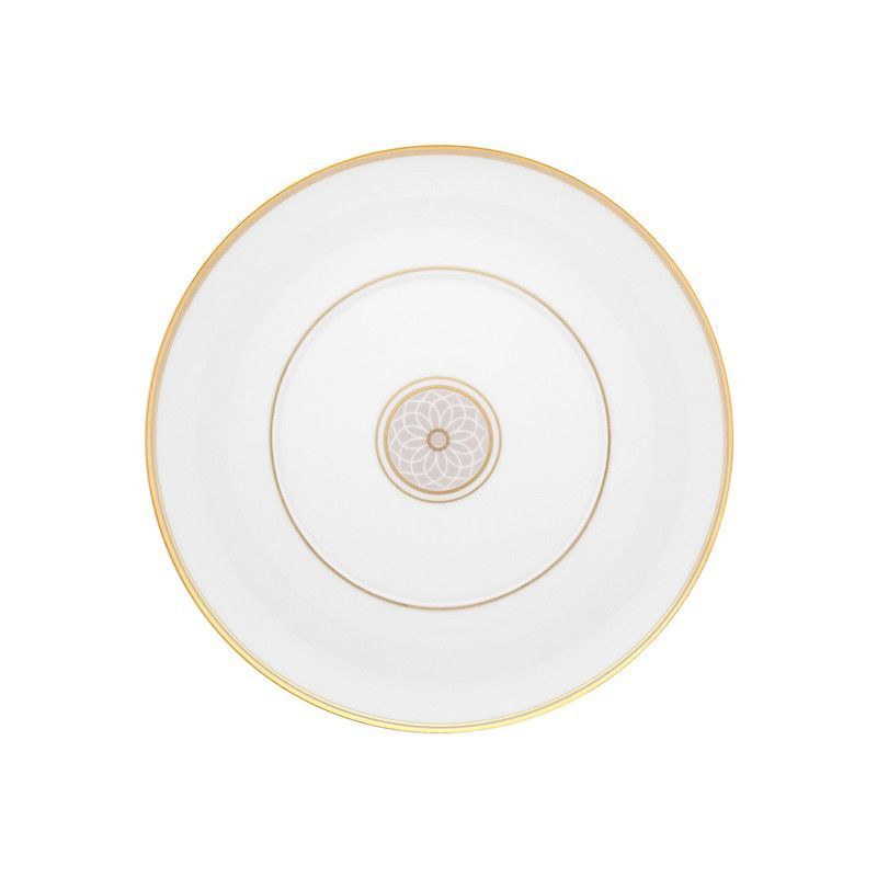 Plato de postre de porcelana en blanco, beige y oro, 22,9 x 22,9 x 2,2 cm | Terrace