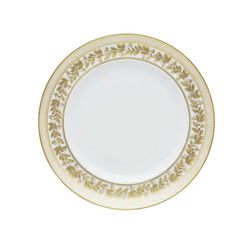 Plato de postre de porcelana en blanco y oro, 21,6 x 21,6 x 2,6 cm | Anna