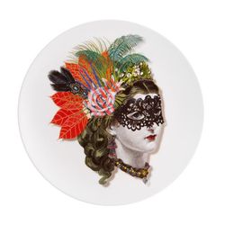 Plato de postre "Mamzelle scarlet" de porcelana en multicolor, Ø 23 x 2,9 cm | Love Who You Want