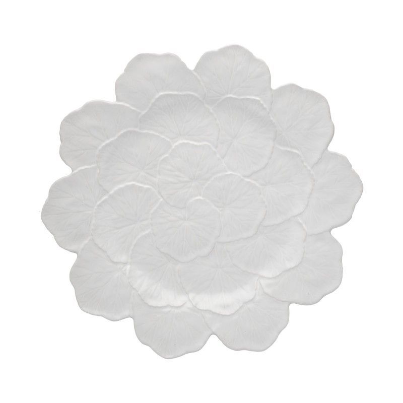 Plato de presentación de loza en blanco, Ø 33 x 4 cm | Geranio