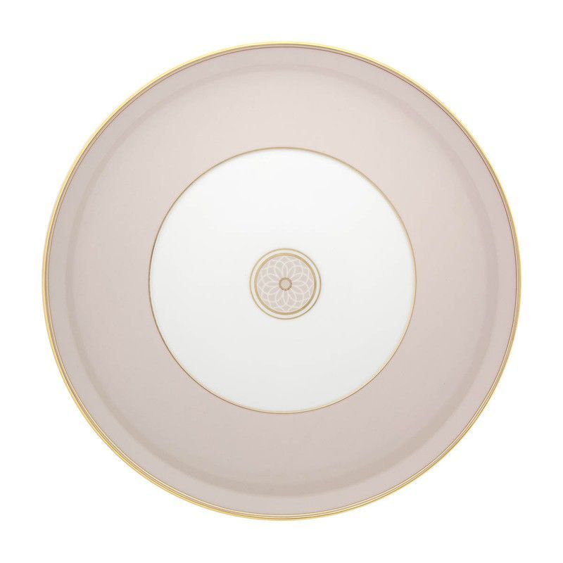Plato de presentación de porcelana en blanco, beige y oro, 32,9 x 32,9 x 2,9 cm | Terrace