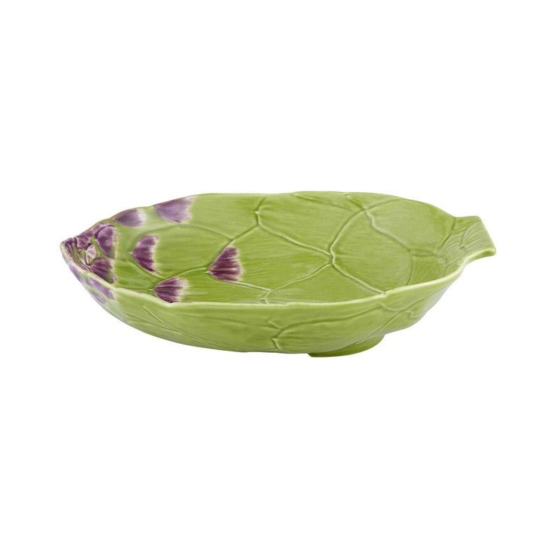 Plato hondo de loza en verde, 28,2 x 23,7 x 5,2 cm | Alcachofa