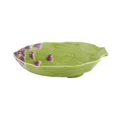 Plato hondo de loza en verde, 28,2 x 23,7 x 5,2 cm | Alcachofa