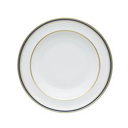 Plato hondo de porcelana en blanco, azul y oro, 22,8 x 22,8 x 3,7 cm | Cambridge