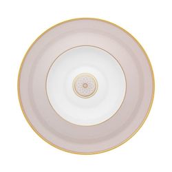 Plato hondo de porcelana en blanco, beige y oro, 25,2 x 25,2 x 4,6 cm | Terrace