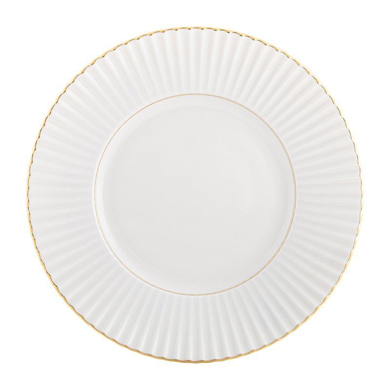 Plato hondo de porcelana en blanco y oro, 24,2 x 24,2 x 4,2 cm | 200 Años