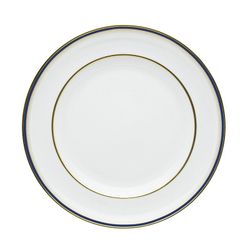 Plato llano de porcelana en blanco, azul y oro, 25,3 x 25,3 x 2,7 cm | Cambridge