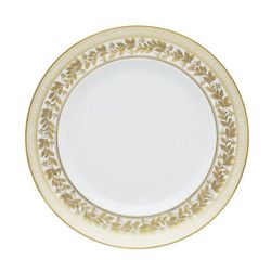 Plato llano de porcelana en blanco y oro, 25,3 x 25,3 x 2,7 cm | Anna