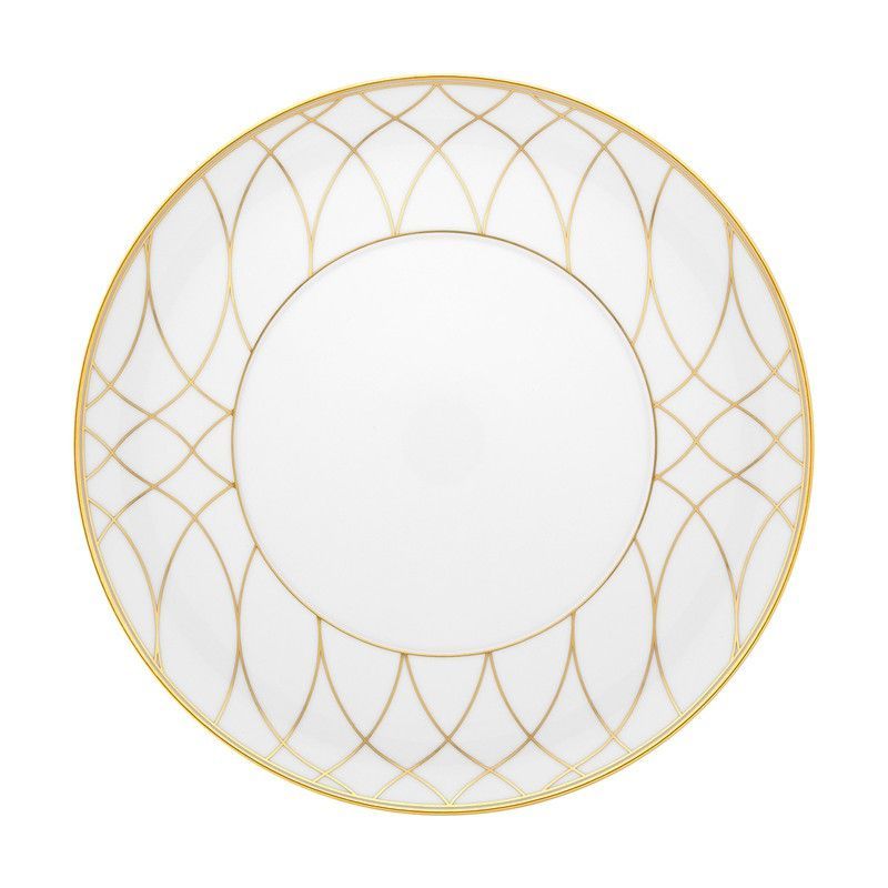Plato llano de porcelana en blanco y oro, 28,2 x 28,2 x 2,5 cm | Terrace