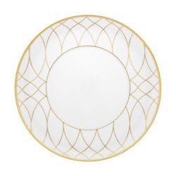 Plato llano de porcelana en blanco y oro, 28,2 x 28,2 x 2,5 cm | Terrace