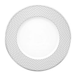 Plato llano de porcelana en blanco y platino, 29,9 x 29,9 x 2,3 cm | Trasso