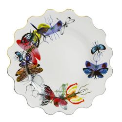 Plato llano de porcelana en multicolor, Ø 27,8 x 2,8 cm | Caribe