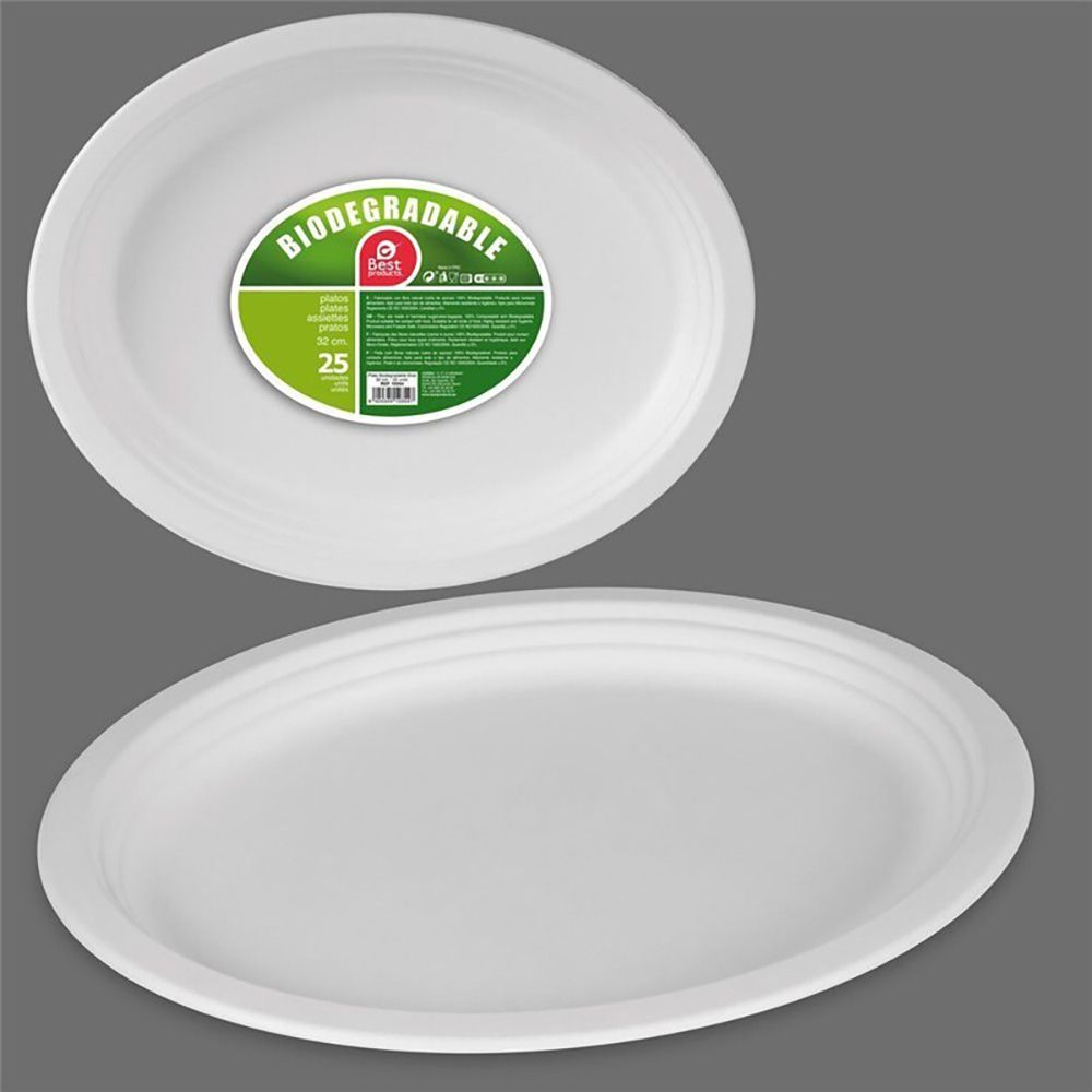 Plato Oval Biodegradable Ø32 Cm, 25 Unidades