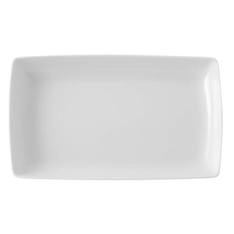 Plato rectangular pequeño porcelana Carré Whité, 21,2x12,9x2,9 cm