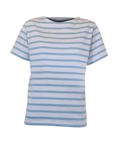 Playera de manga corta de mujer turquesa y blanco