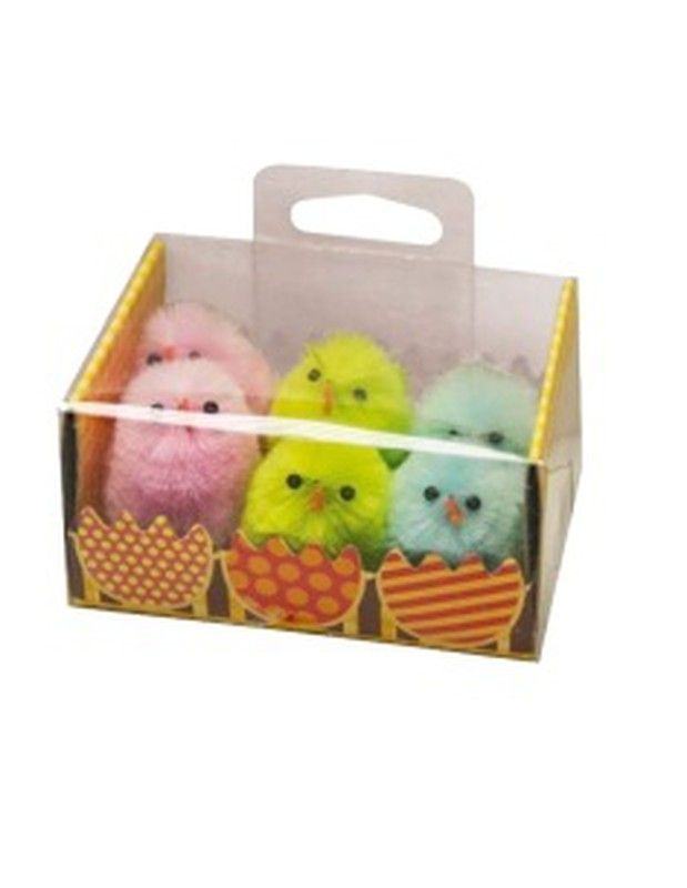 Pollitos de colores en caja de 6 unidades (3.5cm)