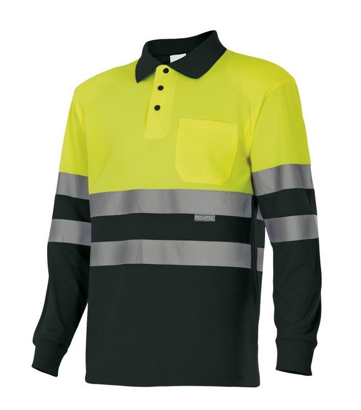 Polo Av Bicolor Manga Larga  Amarillo Flúor Referencia 305507-70.