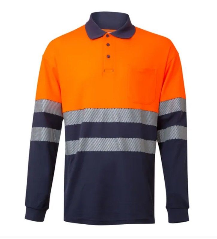 Polo bicolor manga larga amarillo o naranja