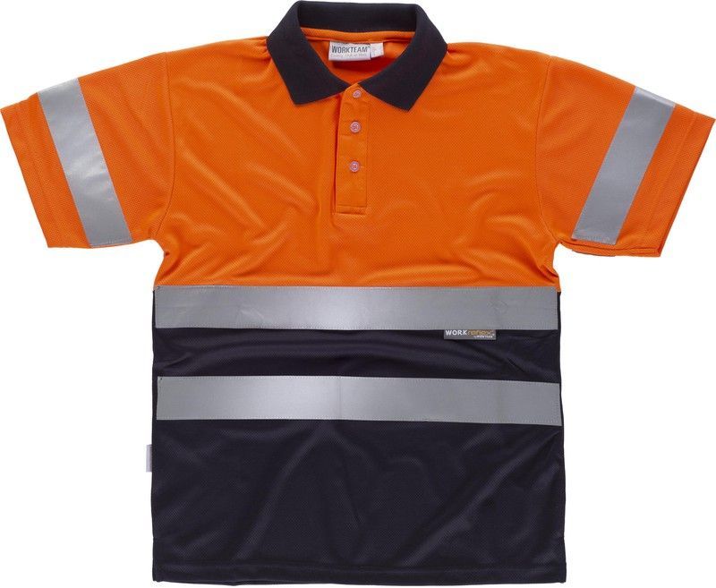 Polo combinado alta visibilidad manga corta Naranja / Marino