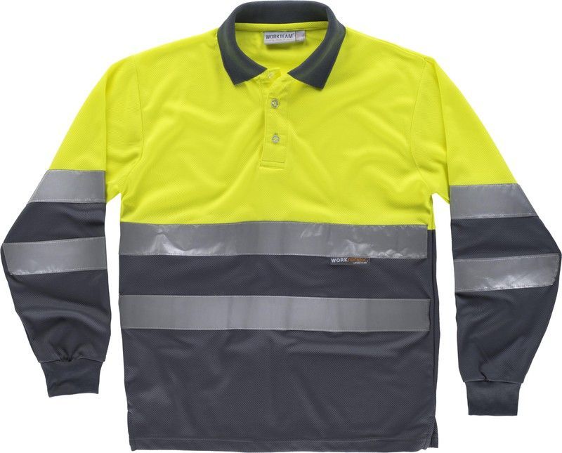 Polo combinado alta visibilidad manga larga Amarillo / Gris