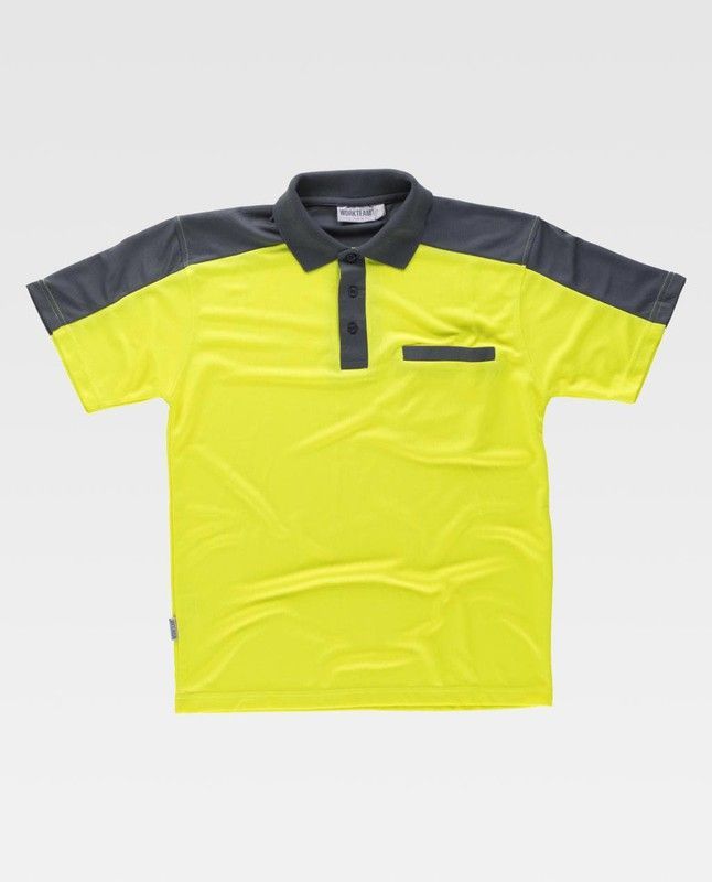 Polo combinado de alta visibilidad  Gris / Amarillo