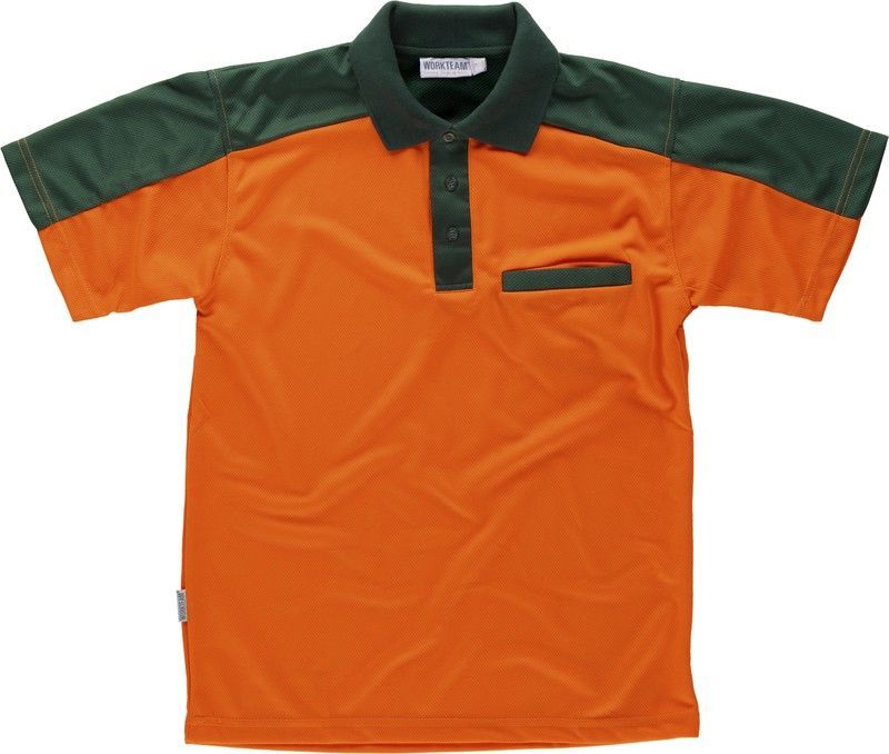 Polo combinado de alta visibilidad  Verde / Naranja