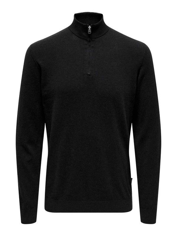 Polo con cremallera 1/4 liso Only & Sons Black