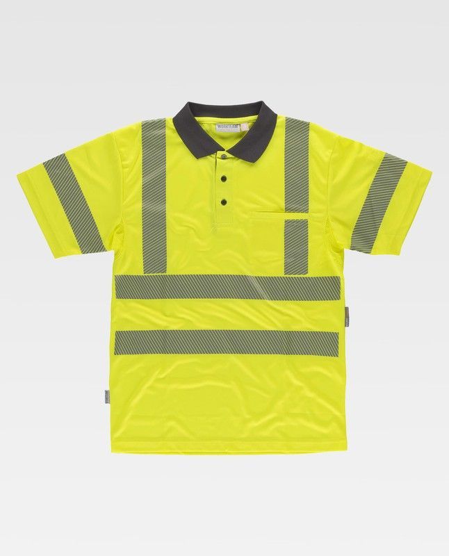 Polo de alta visibilidad de manga corta Amarillo  / Gris Oscuro