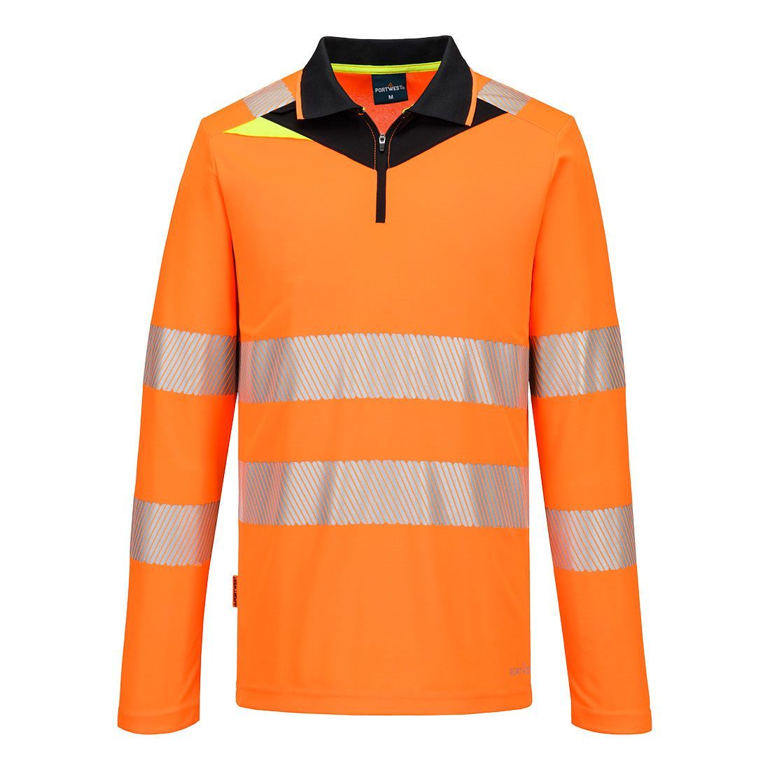 Polo de manga larga Alta visibilidad  DX4 Hi-Vis Zip Naranja/Negro