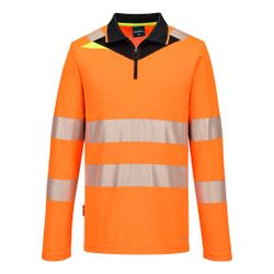 Polo de manga larga Alta visibilidad  DX4 Hi-Vis Zip Naranja/Negro