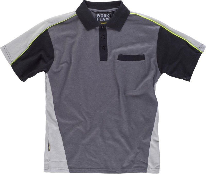 Polo linea 5 combinado en 3 colores Gris Oscuro / Gris Claro / Negro