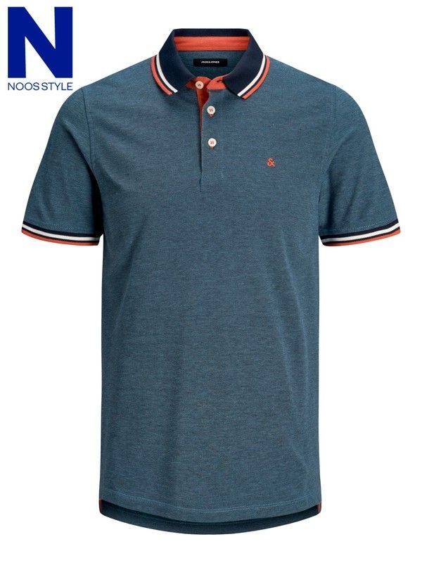 Polo m/c básico piqué jaspeado Jack & Jones Denim Blue