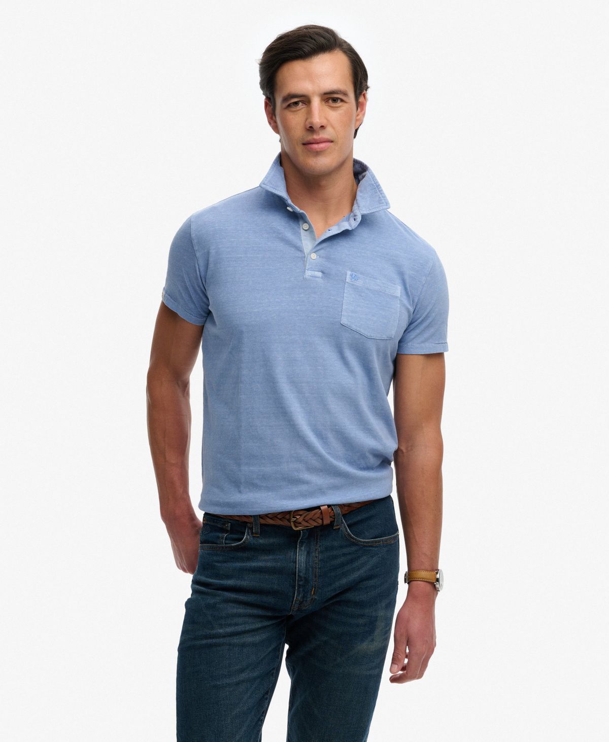 Polo m/c con efecto desgastado Superdry Blue