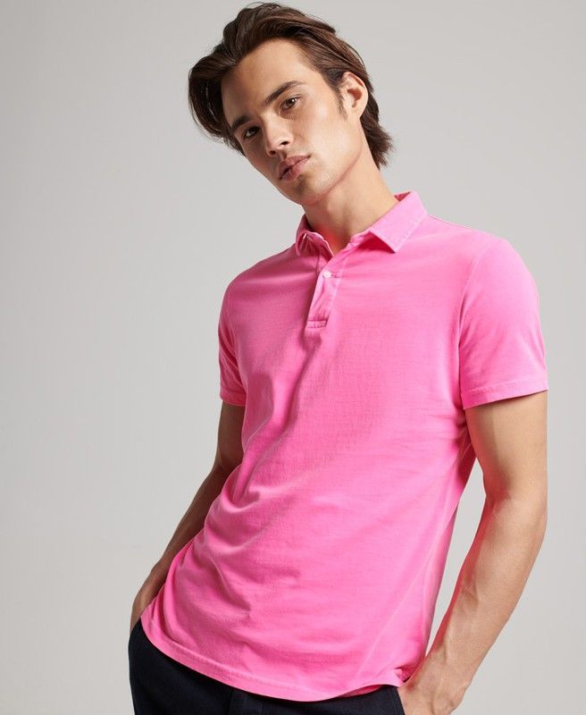 Polo m/c de aspecto desgastado Superdry Bright Blast Pink