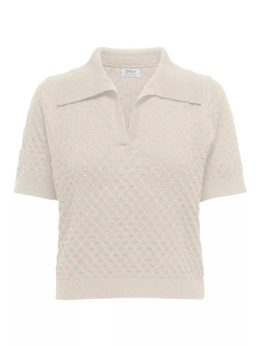 Polo m/c de punto con calado rombo Only Birch
