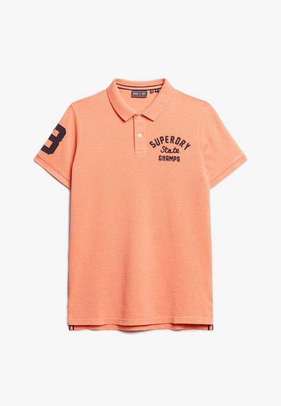 Polo m/c piqué con efecto delavado y letras branding bordadas Superdry Sun Orange