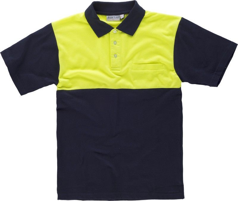 Polo manga corta con canesú combinado Marino Amarillo