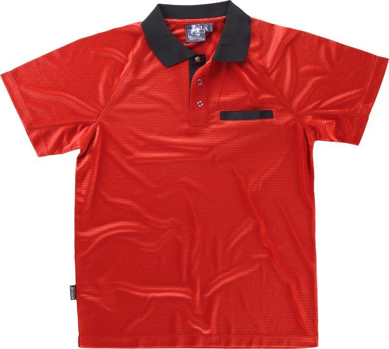 Polo manga corta elástico, combinado Rojo Negro