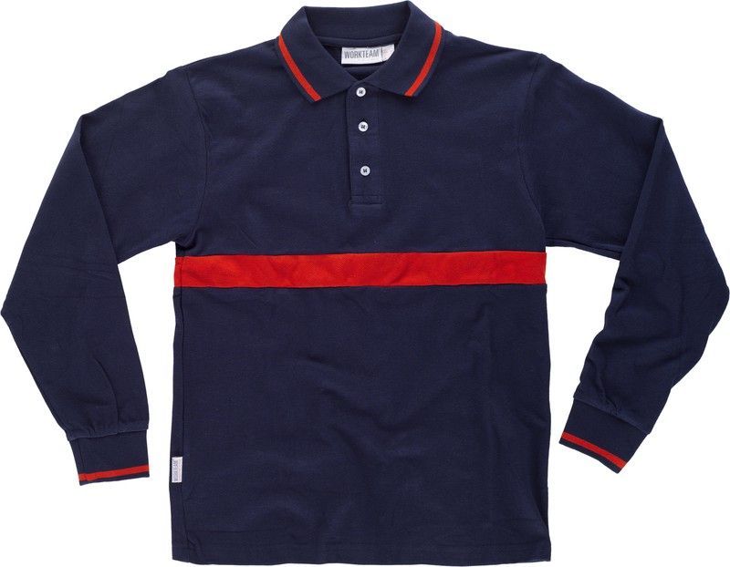 Polo manga larga con una franja Marino / Rojo