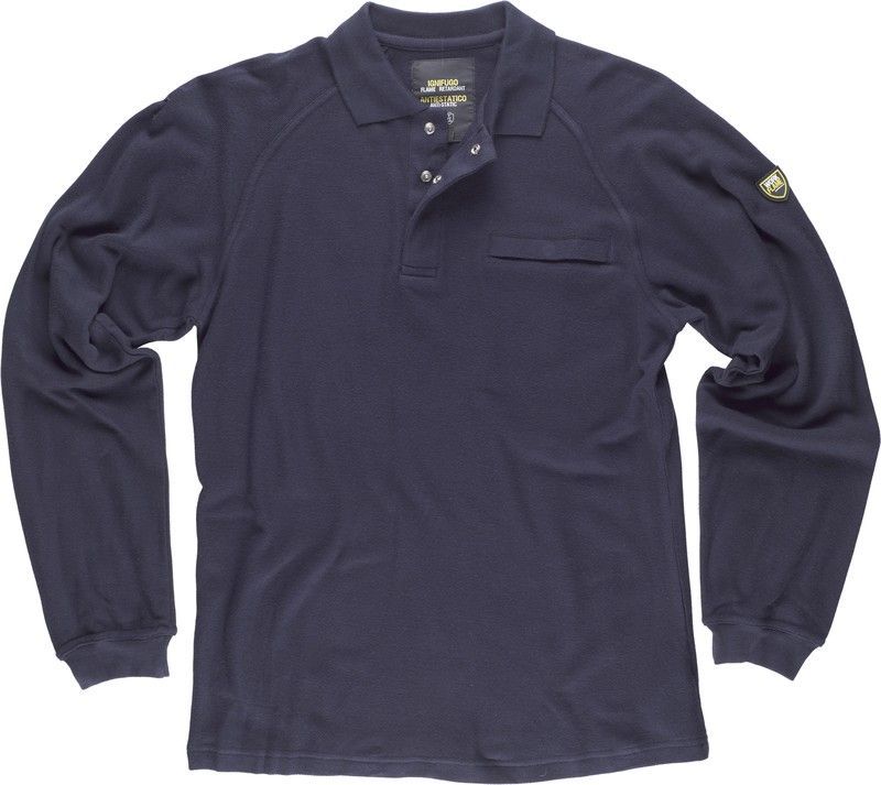 Polo manga larga fibra antiestática Marino
