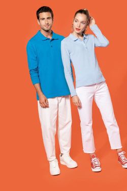 Polo Piqué De Manga Larga De Hombre